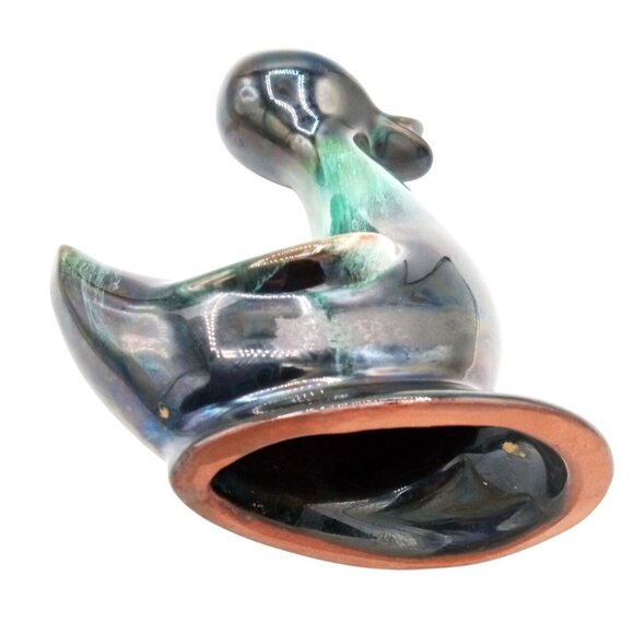 Ceramic Duck Vintage Figurine Green Black Glazed 5.25 Inches Baby Duckling - Picture 11 of 14